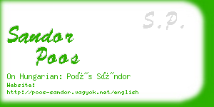 sandor poos business card